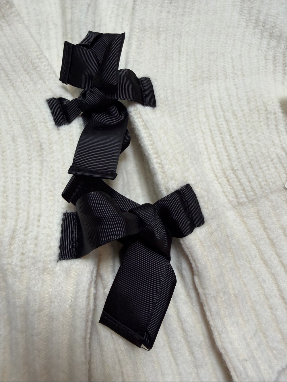 Anthropologie Rhea Bow-Front Crop Cardigan Sweater black ribbon ribbed knit - Picture 6 of 7